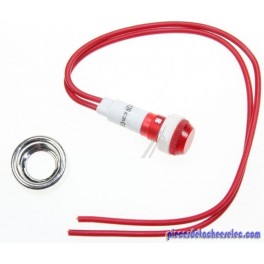 Voyant Rouge Ø 10mm + Câble + Écrou Chromé Voyant Rouge Ø 10mm + Câble + Écrou Chromé