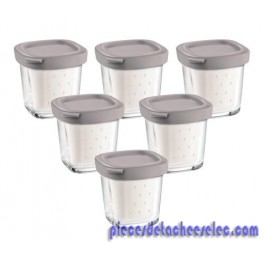 Lot de 6 Pots pour Yaourtières Délices / Multidélices / Multidélices Compact Seb