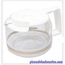 Verseuse 15 Tasses en Verre avec Couvercle Anti-Goutte et Bandeau Anti-Choc Blanche pour Cafetières Seb