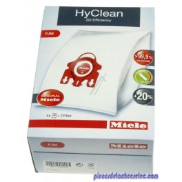 Lot de 4 Sacs d'Aspirateur Hyclean 3D avec 2 Filtres pour Aspirateur Miele Lot de 4 Sacs d'Aspirateur Hyclean 3D avec 2 Filtres pour Aspirateur Miele