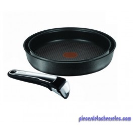 Set de 2 Poêles de diamètres 24 et 28 cm + 1 Poignée Clipsable Tefal Set de 2 Poêles de diamètres 24 et 28 cm + 1 Poignée Clipsable Tefal
