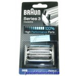 Cassette de Rasage : Grille + Couteaux KP32S Argent pour Rasoirs Electriques Séries 3 Braun