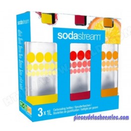 Pack / Lot de 3 Bouteilles Bulles de Couleurs Sodastream