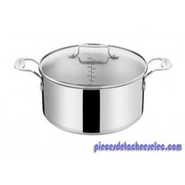 Faitout 24cm /5L +Couvercle en Verre Pro Inox Induction Tefal  