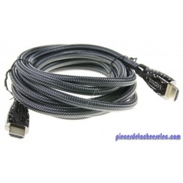 Cordon HDMI GOLD en Nylon Tressé Noir, Contact Métal Doré 3 m