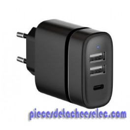 Triple Chargeur USB-C + USB-A 3,0A, 15W