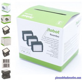 Pack de 3 Filtres Haute Efficacité pour  Aspirateur IROBOT