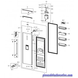 Poignée pour Réfrigérateur RR35H6500SA Samsung