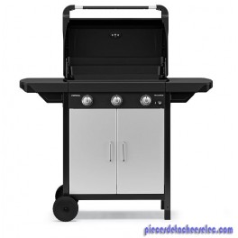 PLANCHA GAZ SUR CHARIOT EX 3 -  60x35 cm - Plaque fonte émaillée - Couvercle de cuisson