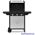 PLANCHA GAZ SUR CHARIOT EX 3 -  60x35 cm - Plaque fonte émaillée - Couvercle de cuisson