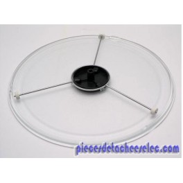 Ensemble Plateau Tournant en Verre + Entraineur + Support pour Micro Onde BRANDT